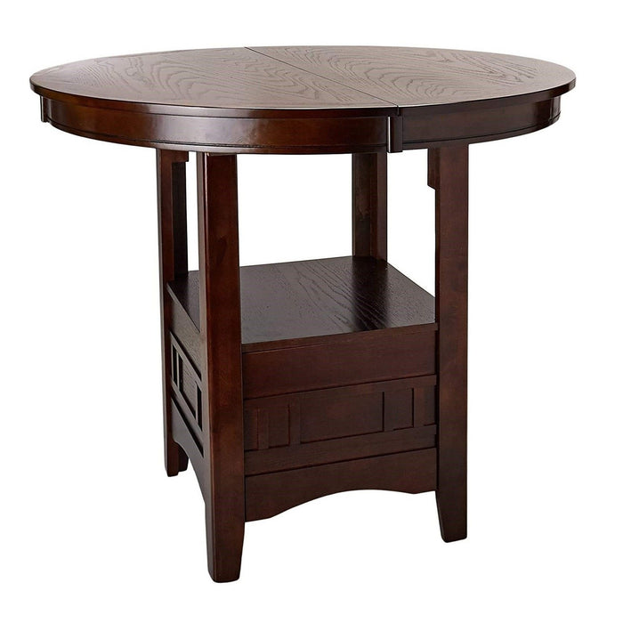 Round Counter Height Dining Table Only With Shelves - Brown Mix Home Essentials