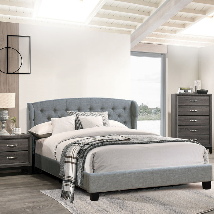 Queen Size Bed With Adjustable Button Tufted Headboard - Gray Home Essentials