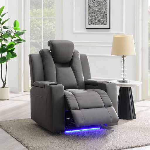 Leuco - Power Motion Recliner With Cup Holder, Control, LED & Power Headrest - Gray ACME