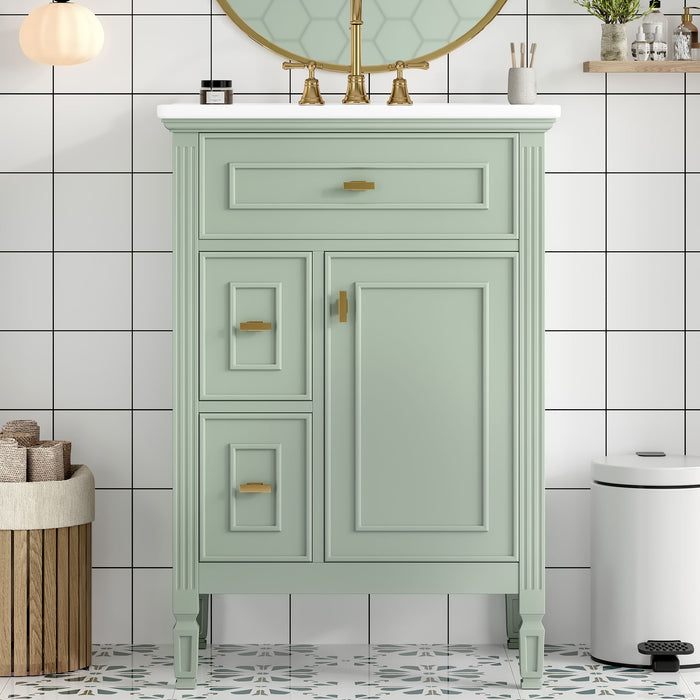 Bathroom Vanity With Sink, Flip Drawer, 2 Drawers, Adjustable Shelf Hearth and Haven