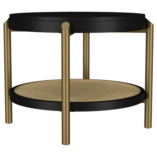 Benson - Round Table With Storage Shelf Furniture Max
