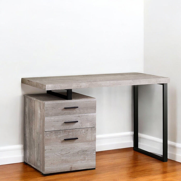 23.8" x 47.3" x 30" Computer Desk With Three Drawers - Taupe And Black