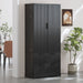 Fluted Kitchen Pantry Cabinet With 2 Large Drawers & 8 Door Spice Rack Home Essentials