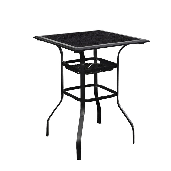 Square Glass Outdoor Bistro Table - Black