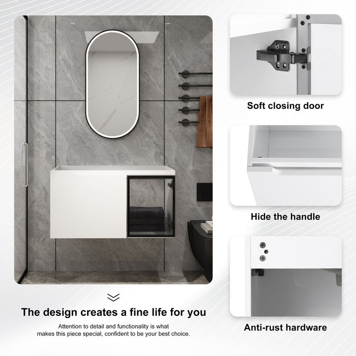 36" (35 1 / 4") Wall Mounted Bathroom Vanity, Cabinet With Half Door (Excluding Sink) - Glossy White Home Essentials