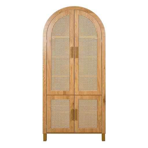 Tall Arched Cabinet With Rattan Doors & Adjustable Shelves Home Essentials