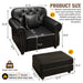 Upholstered Sofa With Nailhead Trim, Rolled Armrests With Ottoman Home Essentials