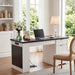 Modern Fluted Office Desk With Storage Cabinet Home Essentials