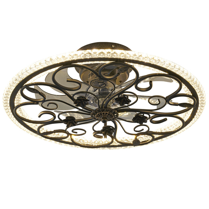 Flower Caged Ceiling Fan With LED Light And Remote Control - Matte Black Daily Nest