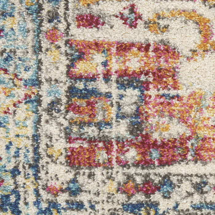 6.6' x 9.5' Power Loom Area Rug - Ivory And Blue
