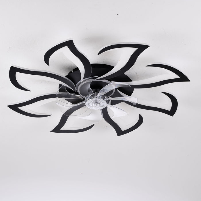 Flower Ceiling Fan With Remote Controlled LED Light, Flush Mount DC Motor Fan Daily Nest