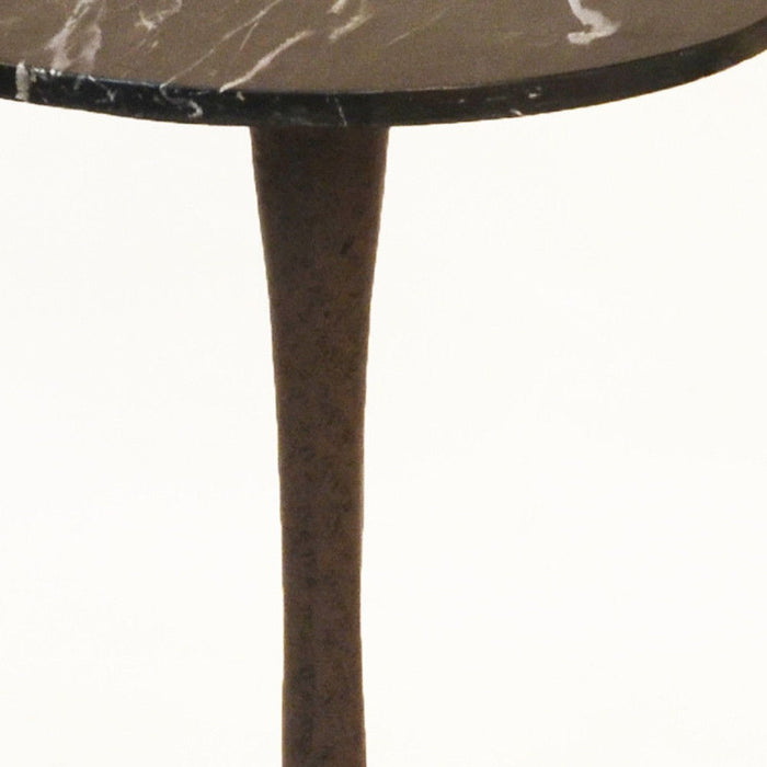 19" Marble Round End Table - Black