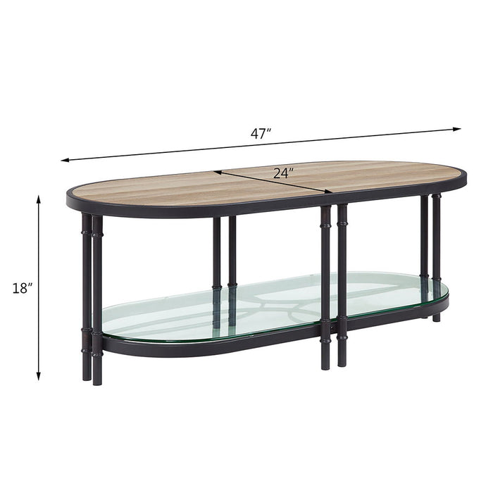 Brantley - Coffee Table - Oak & Sandy Black ACME