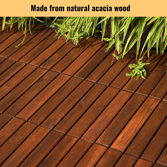 Interlocking Deck Tiles Striped Pattern, Waterproof Anti Mildew Brown Daily Nest