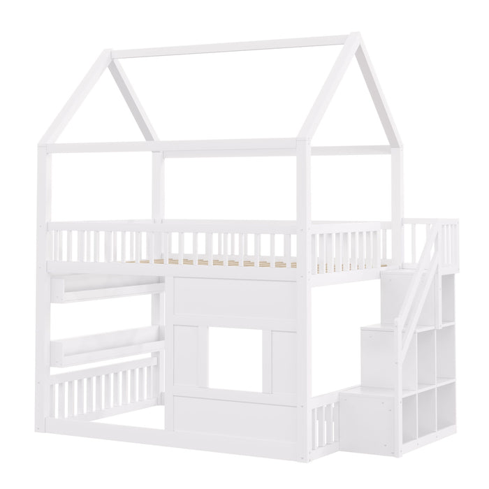 House Bed With Built-In LED Shelf Light