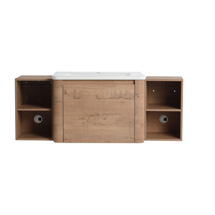 Wall Mounted Bathroom Vanity With Sink, Storage Shelves & Soft Close Door Home Essentials