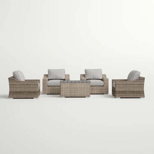 Wicker Sectional Seating Group With Cushions - Gray Mix LSI Patio Furniture