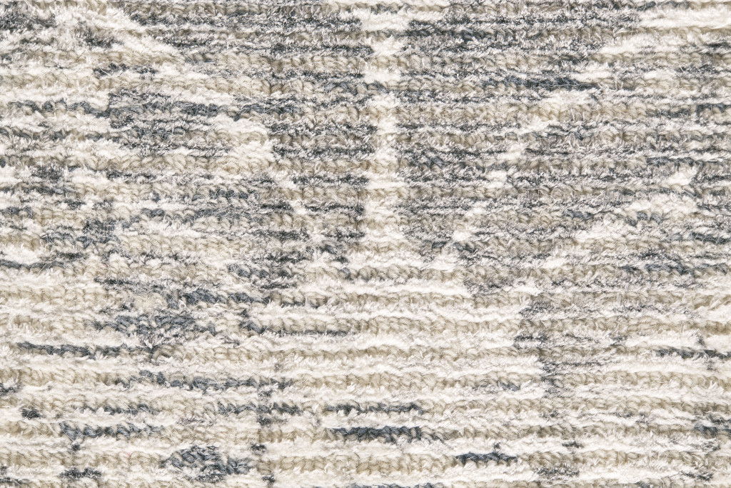 Abstract Hand Woven Area Rug - Ivory And Gray Round - 8'