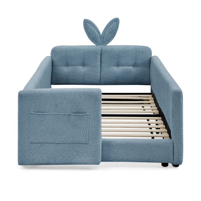 Cute Rabbit Ear Upholstered Platform Bed Frame With Safety Rail Home Essentials
