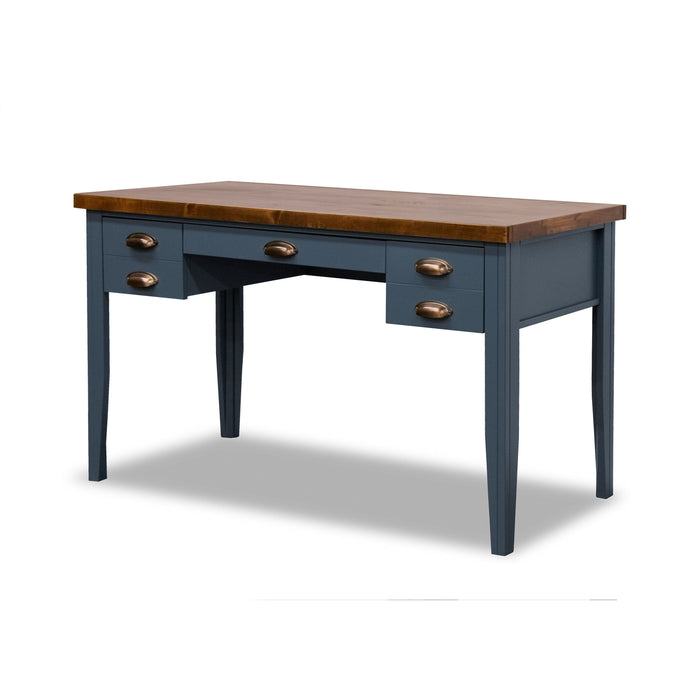 Bridgevine Home Nantucket 53" Writing Desk, No Assembly Required, Blue Denim And Whiskey Finish