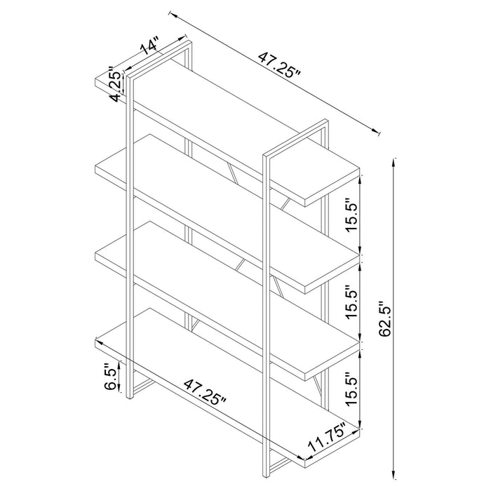 Herringbone - Bookcase With Full Length Shelf - Gray Furniture Max