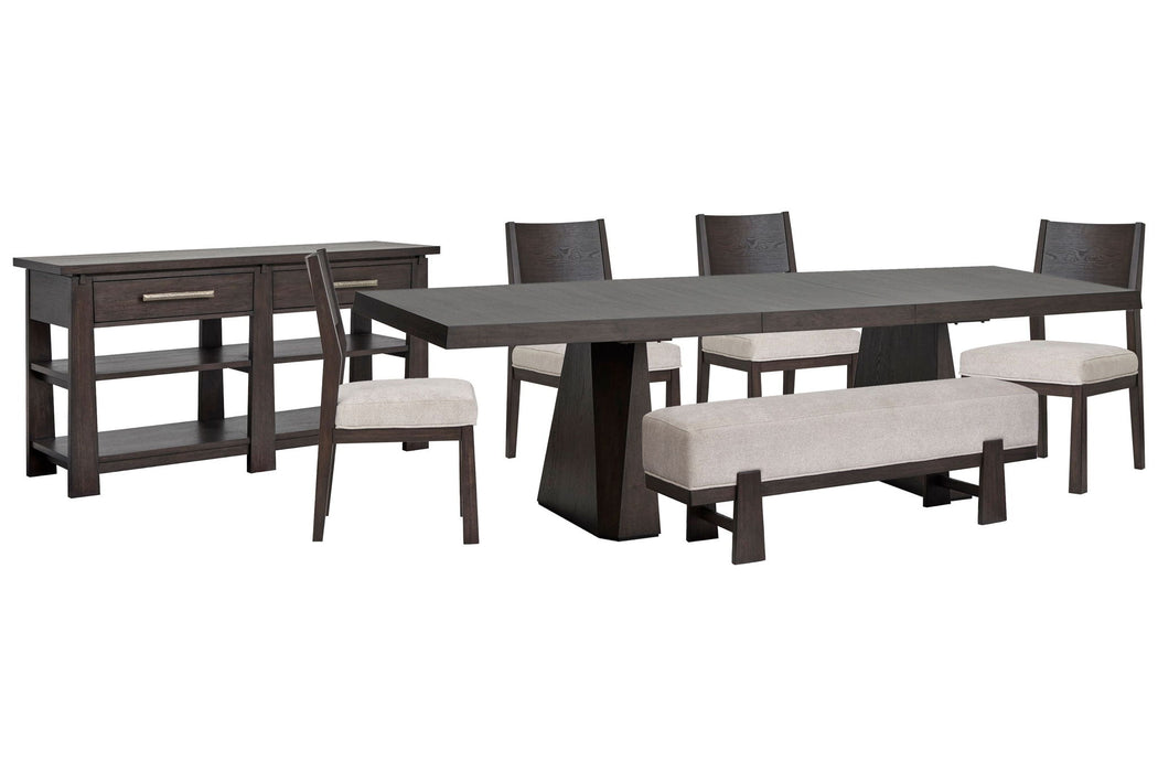 Tauren - 7 Piece Extendable Double Pedestal Dining Table Set Magnussen Furniture