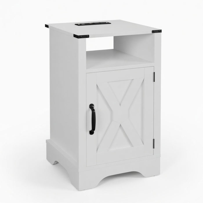Farmhouse Nightstand, Charging Station & Storage Home Essentials