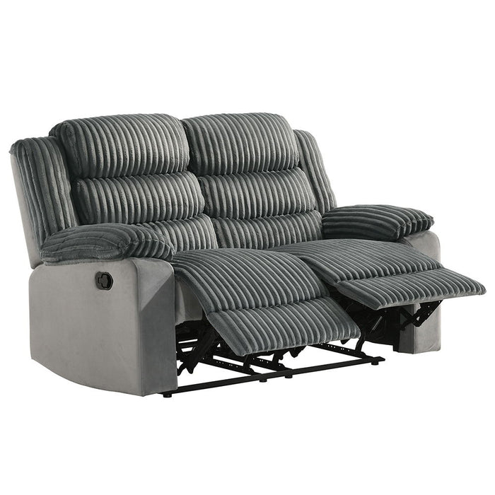 Lesley - Motion Loveseat - Gray Corduroy & Velvet