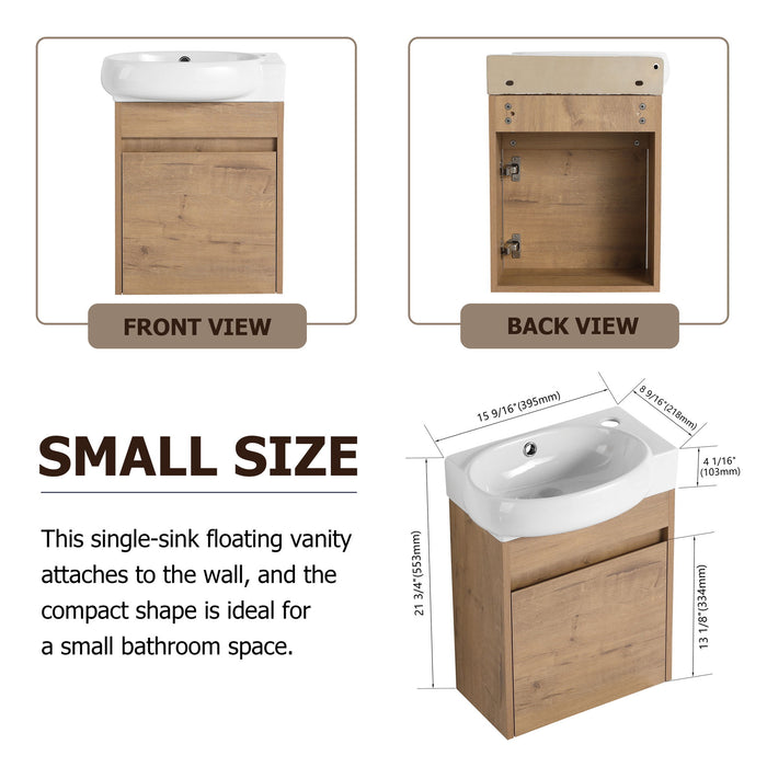 Wall Mounted Bathroom Vanity With Sink And Storage Rack, Soft Close Doors Home Essentials