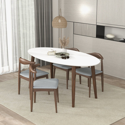 Ada - Oval Dining Table And 4 Side Chairs - White Ashcroft Furniture