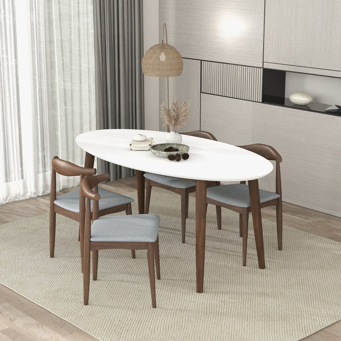 Ada - Oval Dining Table And 4 Side Chairs - White Ashcroft Furniture