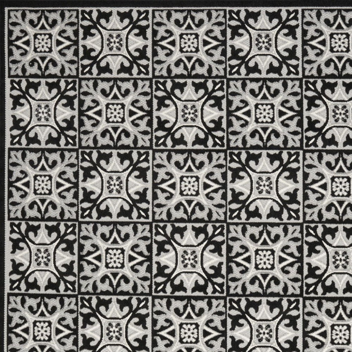 9' X 12' Fleur De Lis Stain Resistant Non Skid Area Rug - Black / White