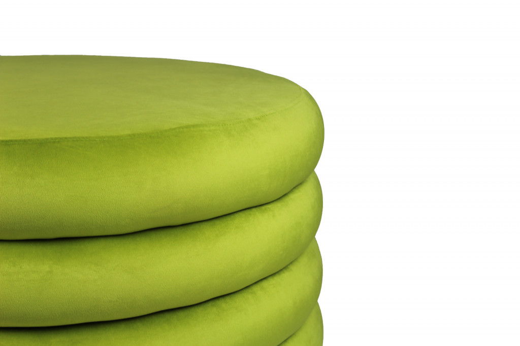 Round Velvet Tufted Cocktail Ottoman - Green