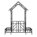 Garden Arch With Gate With Planter, Climbing Plants Support Outdoor - Black Daily Nest