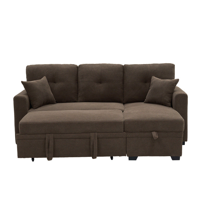 Sleeper Sectional Sofa With Pull Out Bed, Reversible Chaise, Hidden Storage Home Essentials