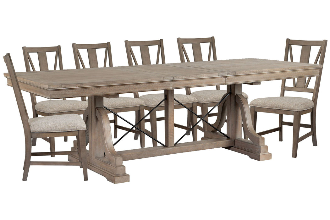 Paxton Place - Extendable Trestle Dining Table Set Magnussen Furniture