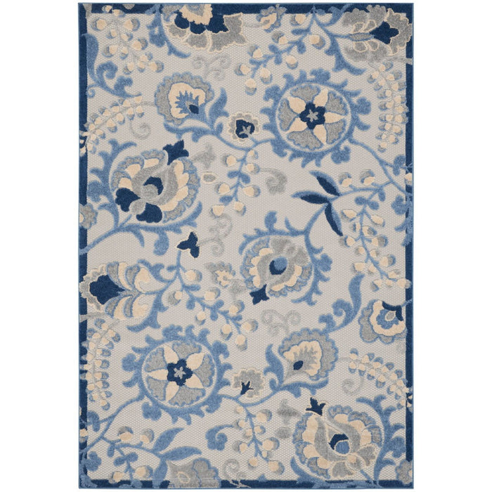 9' X 12' Toile Non Skid Indoor / Outdoor Area Rug - Blue / Gray