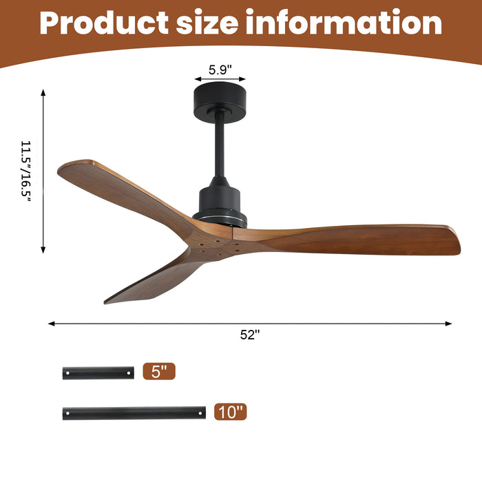 52" Smart DC Ceiling Fan With 3 Blades Reversible Silent Motor Daily Nest