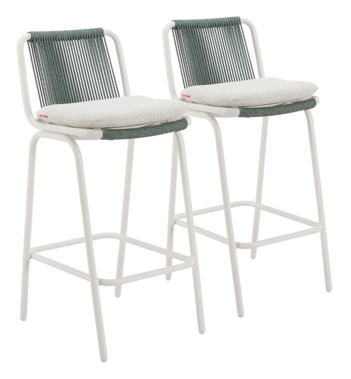 Luft - Outdoor Barstool (Set of 2) - White / Green Zuo Modern