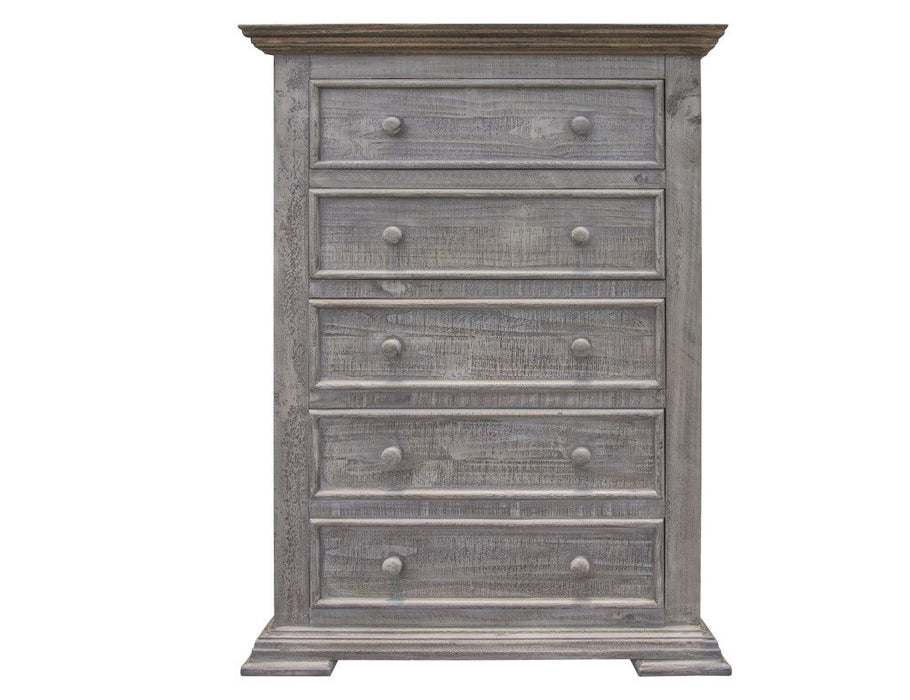 Solid Five Drawer Chest - Gray