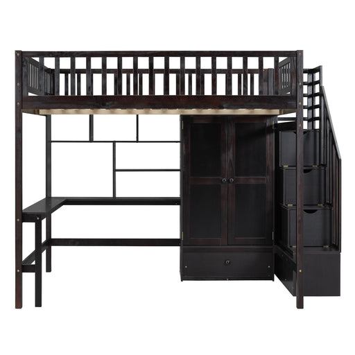 Loft Bed With Bookshelf, Drawers, Desk, And Wardrobe DreamHaus