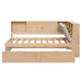 Twin L - Shaped Daybed With Storage Bookcase, Upholstered Headboard, USB Charging Ports & Hidden Drawers - Natural Hearth and Haven