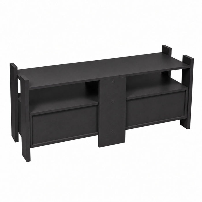 TV Stand For TVs Up To 55" With Open Shelves And 2 Drawers - Carbon Gray Home Essentials