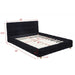Modern Platform Bed With Upholstered Grid-Patterned Headboard Home Essentials