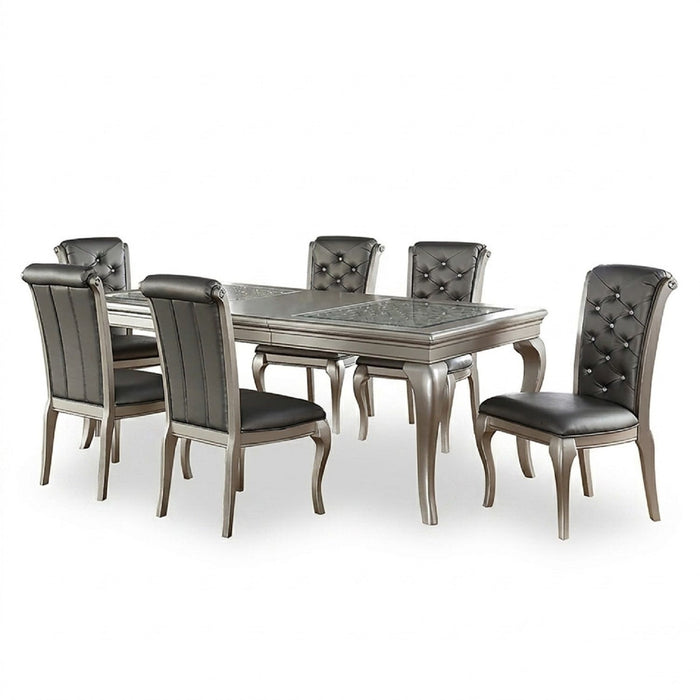Rectangle Dining Table With Carved Accents - Champagne / Silver Home Essentials
