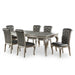 Rectangle Dining Table With Glass Top And 6 Tufted Back Chairs - Gray / Silver Home Essentials