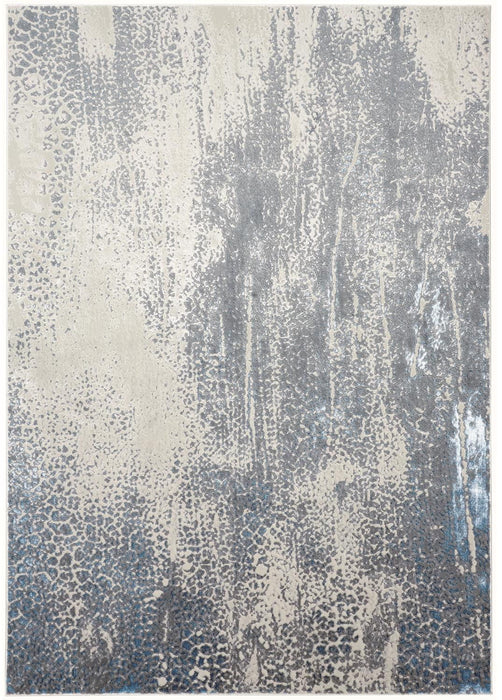 Abstract Area Rug - Gray Blue And Ivory - 4' X 6'
