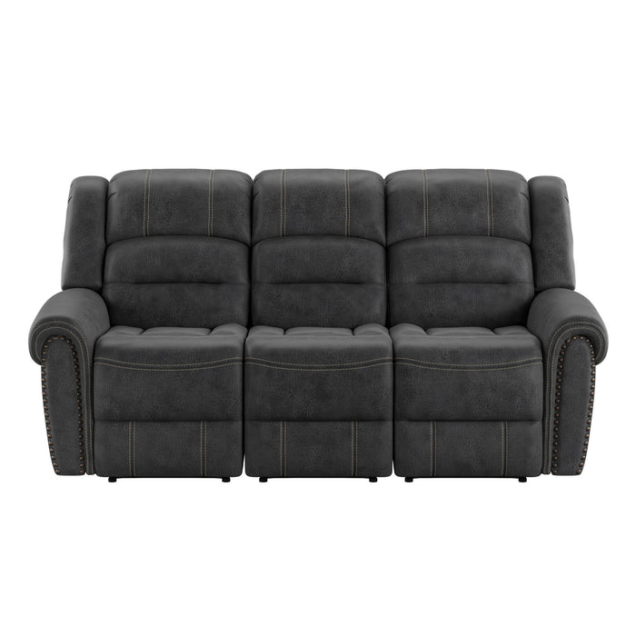 Reclining Sofa - Gray - Faux Leather Emerald Home