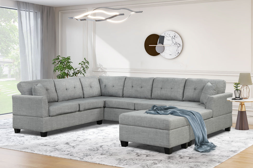 Oversized Sectional Sofa With Storage Ottoman, U-Shaped Sectional Couch With 2 Throw Pillows For Large Space Dorm Apartment