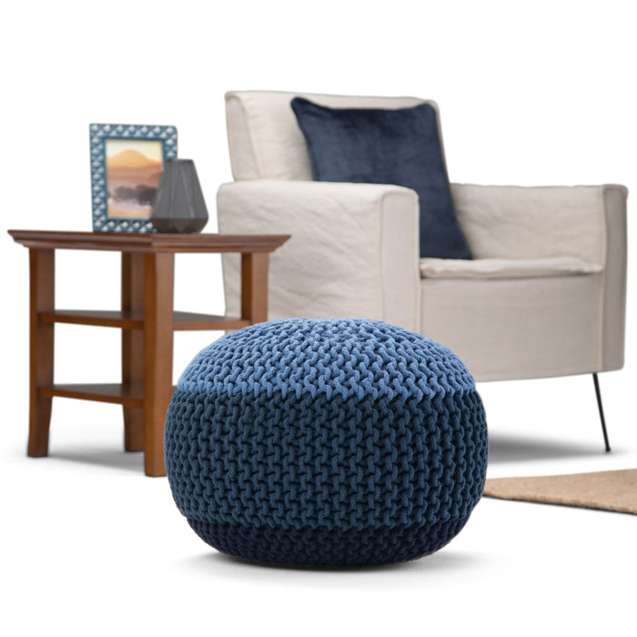 Nikki - Handcrafted Hand Knit Round Pouf Simpli-Home